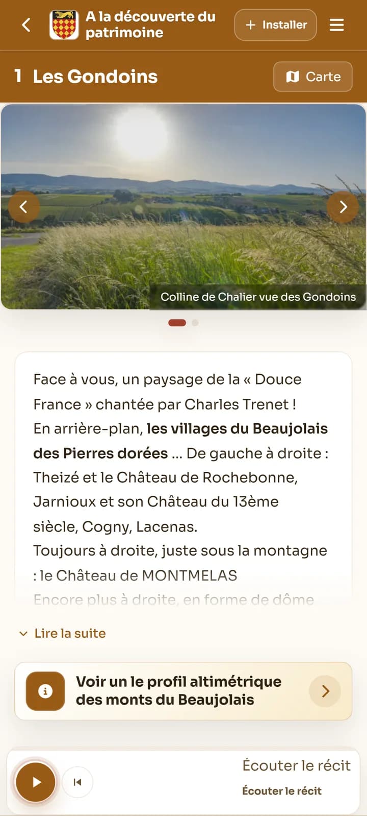 Écran réel de l’étape Les Gondoins à Pommiers